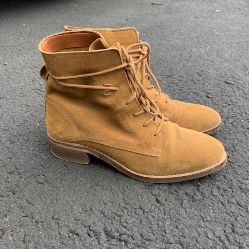 Steve Madden Rosaly Round Toe Suede Ankle Boot Tan C361 - Picture 5 of 16